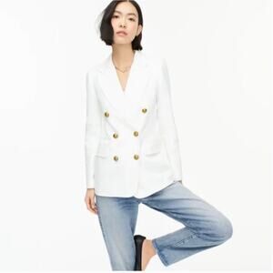 J Crew Bristol Linen Blazer 4 White Double Breasted Jacket AW081 J.Crew Nautical